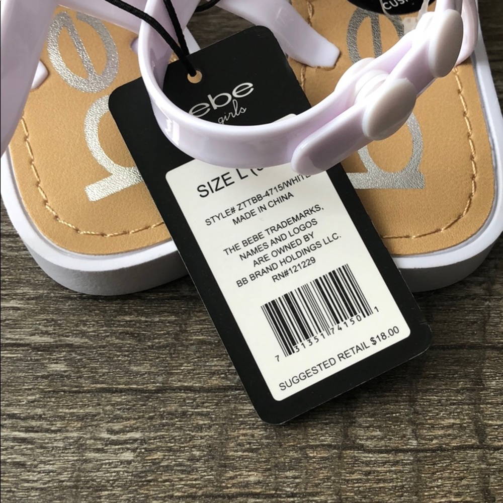 Bebe kids white floral sandals shoes NWT - Picture 3 of 4